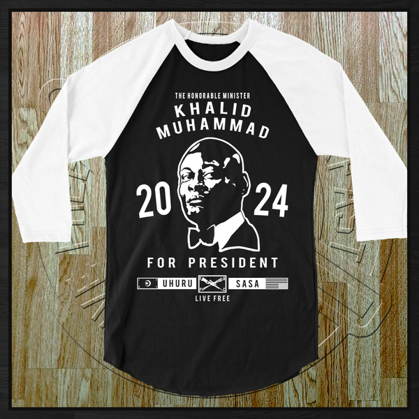 Khalid Muhammad for President (2024 Edition) Baseball T-Shirt